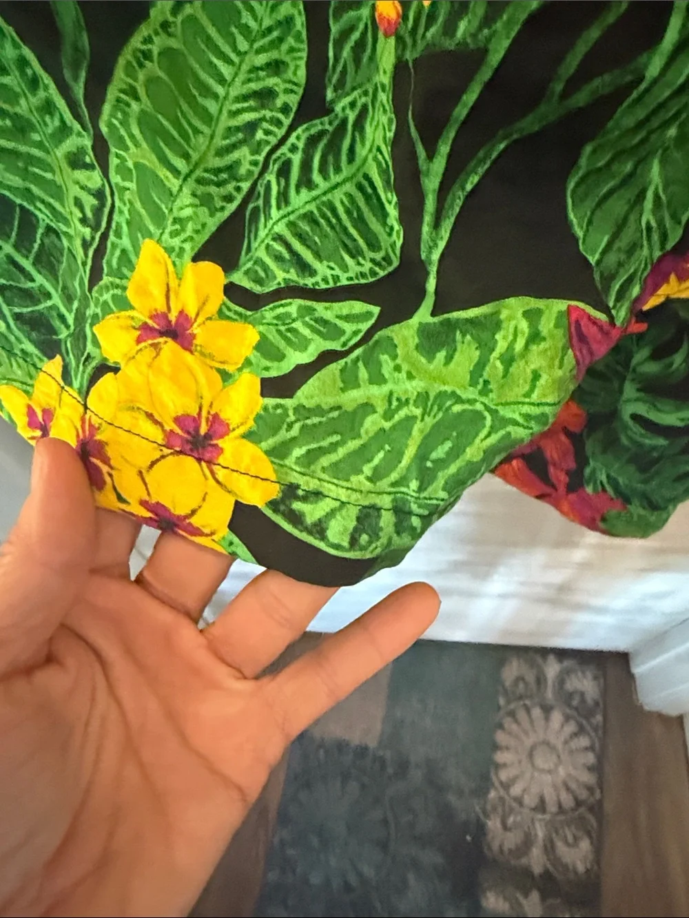 Panama Jack Tropical Floral Wide-Leg Pants & Kimono - Black, Green, Yellow, Pink - Picture 13 of 13